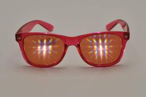 China Orange 3D Fireworks Glasses With Amber Diffraction Grating Film factory