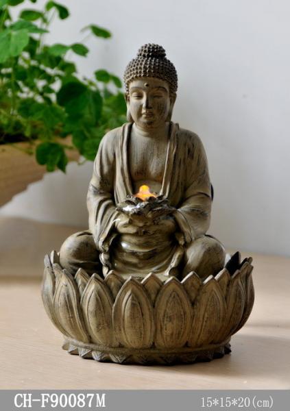 Small Lighted Tabletop Buddha Water Fountain