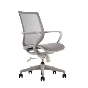 China Grey Fabric Swivel Office Chair Shaped Foam Cushion Ergonomic With Wheels factory