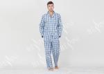 Long Sleeve Mens Lightweight Cotton Pajamas / Mens Winter Pyjamas Quick Dry