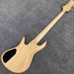 Solid Flame Maple Top 5 Strings Bass Guitar Ebony Fingerboard Custom Gold