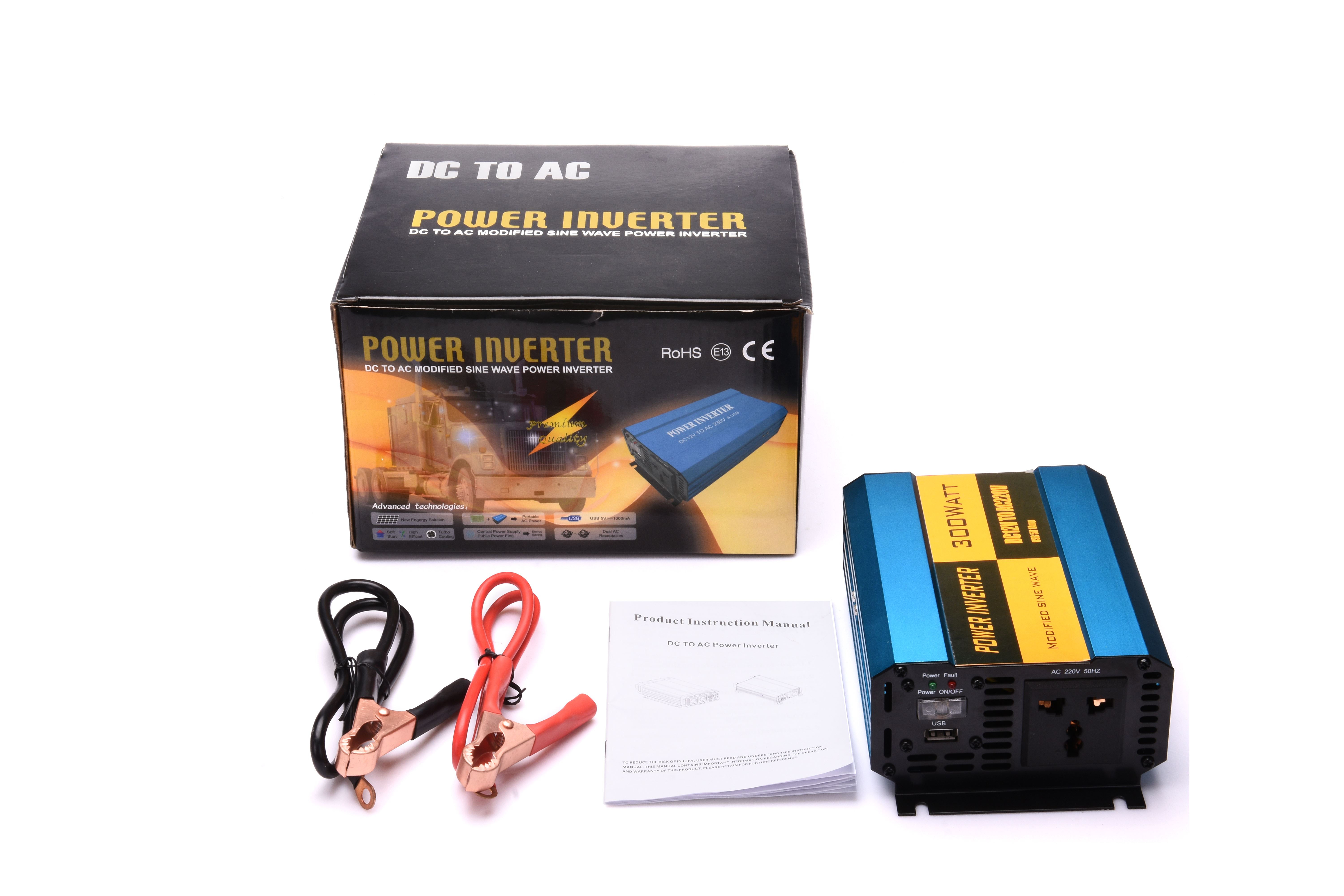 Customizable Logo Blue Portable Solar Inverter 300W Off Grid Solar Charger Inverter Competitive Price 300W Solar Inverter