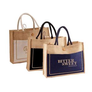 China Linen Stitching Canvas Hessian Shopping Bags Custom Printed For Women factory