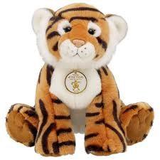 China Customized Stuffed Animal Toys Brown Tiger With Badge Plush Toy factory