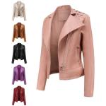 Women′s Rivet Faux Leather PU Jacket, Studded Rivet Punk Biker Moto Fashion