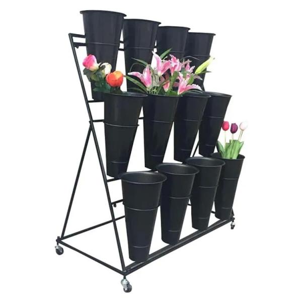 Factory Customized Color Size Florist Shelf Flower Bucket Display Stand Flower