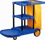 Blue Housekeeping 3 Shelves 150KG Janitorial Cleaning Cart