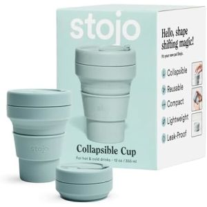Collapsible Travel Cup - Sage Green, 12oz / 355ml - Leak-Proof Reusable To-Go