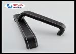 Square Arched Black Leather Furniture Handles Aluminum Cover Leather Pulls