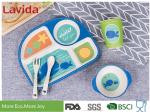 Eco Bamboo Childrens Dinner Set 4 Sections Plate Glass Fork / Spoon Shatter