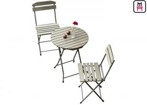 China Plastic Wood Folding Patio Dining Table And Chairs , All Weather Garden Furniture on sale