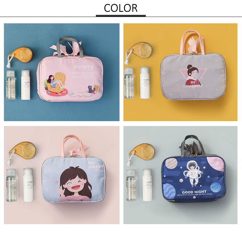 Zipper Closure Cartoon Polyester Travel Toiletry Organizer