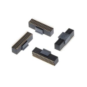 China SMT Dual Row 1.27mm Pitch Pin Header Connector PBT Black Gold Plated Automotive factory