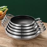 Thickened Kitchen Wok Pan Aluminium Non Stick Coated Double Ear With Steel