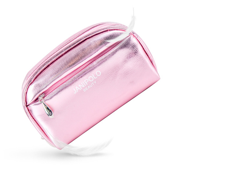 Compact Girls Glitter PU Leather Zipper Makeup Bag