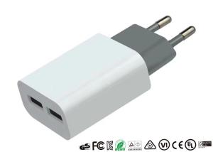 China EU Plug Mobile Phone Wall Charger Dual USB Ports Private Mold 5V 2.4A factory