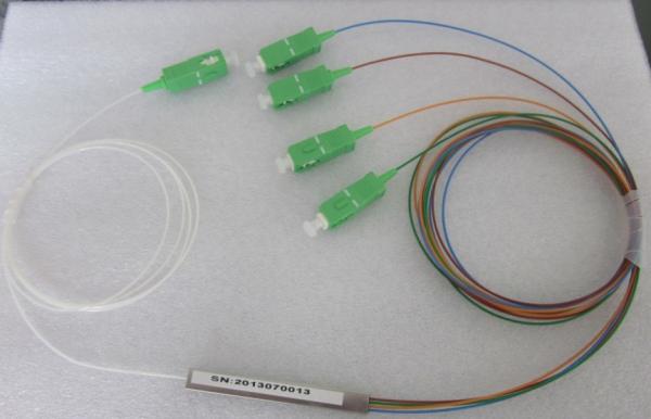 Steel Tube Fiber Optic Splitter PLC / FBT 1X4 With SC APC Connectors For ONU