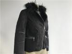Ladieswear Black Zip Through Suede Bonded Jacket With Fur Collar FAK18CA3695