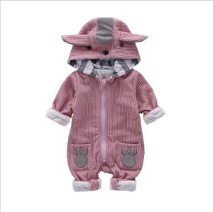 China Funky Cute Newborn Baby Clothes Animals Pattern Winter Rompers For Baby Girl factory