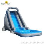 Outdoor Inflatable Water Slide Green Inflatable Bouncer Slide With Pool