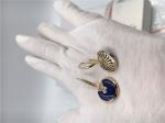 Lapis Lazuli Earrings With Diamond , Handmade Small Model 18K Gold Earrings