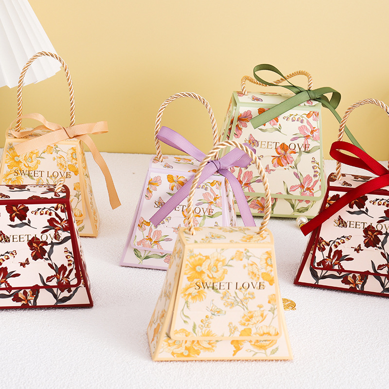 Christmas Square Shopping Candy Logo Printed Paper Bags Custom Order and Shopping Bag