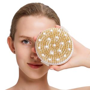 China Natural Exfoliating Bristle Bath Brush Wooden Body Massage SPA Dry Brush factory