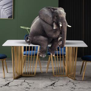 China Marble Effect Luxury Dining Table And Chairs White With Stainless Steel Leg UK-KD006 factory