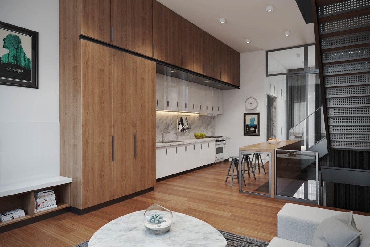 1.6M E1 Grade Wood Island Kitchen Cabinets Painted Island Quartz Top