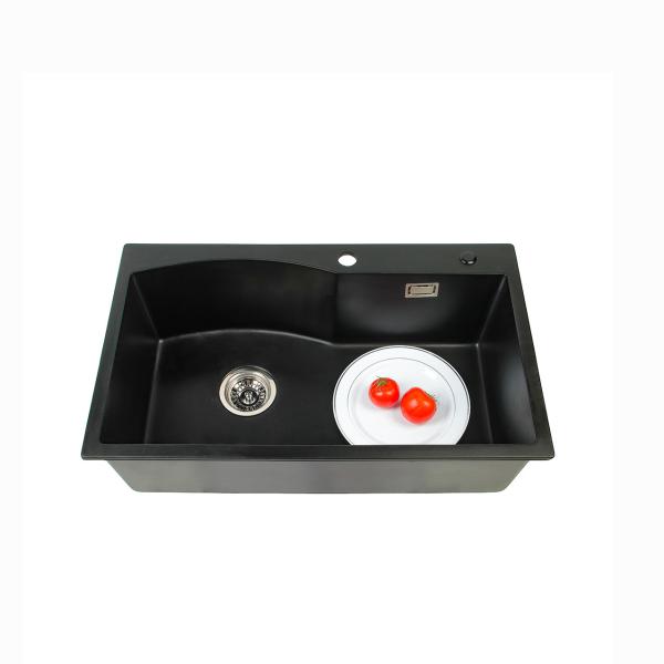 China Apartment Single Bowl Quartz Stone Kitchen Sink 750*450*210mm factory
