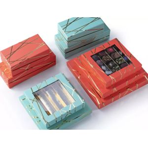 China Cardboard Chocolate Packaging Boxes Varnishing 2mm Paperboard With Clear Window on sale