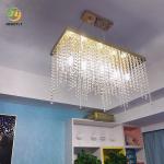 E14 Clothing Store Crystal Pendant Light Golden Metal Luxury