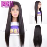 Brazilian Human Hair Lace Front Wigs Raw Virgin Silk Straight Natural Black
