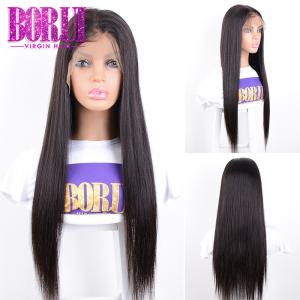 China Brazilian Human Hair Lace Front Wigs Raw Virgin Silk Straight Natural Black factory