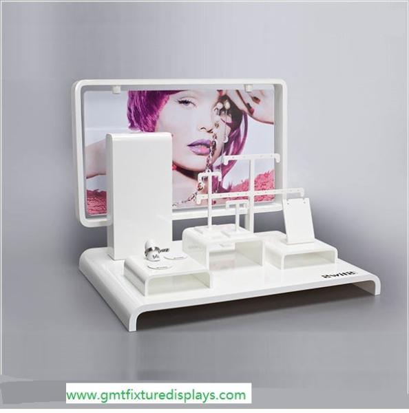 White Acrylic Jewelry Showcase Display Set Perspex Jewellery Stand for Necklace