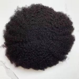 China Invisible HAIR LINE WITH 100% HUMAN HAIR 4MM SWISS LACE 8X10” Afro Hair WIGS for Men factory