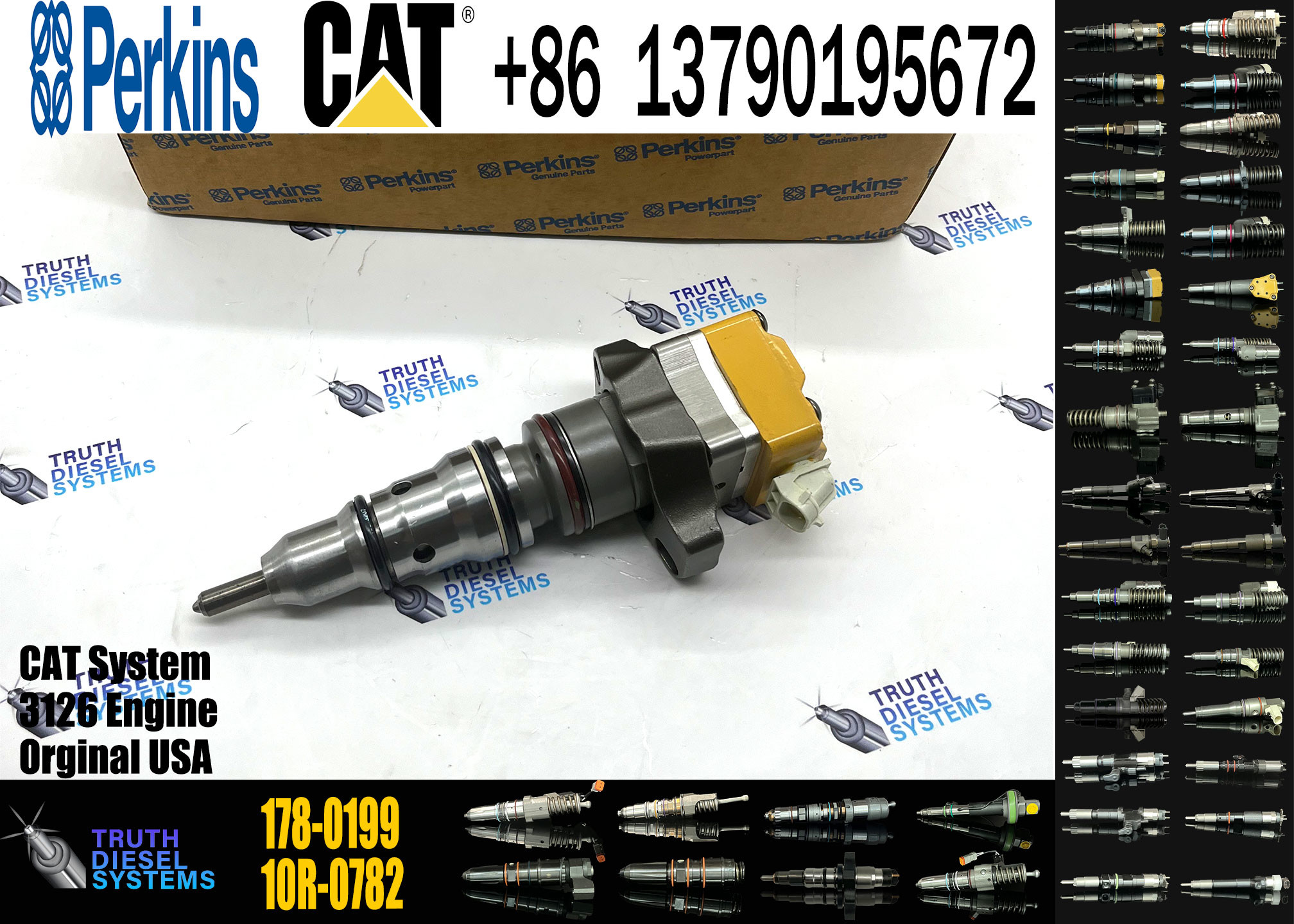 Excavator diesel engine parts 325C diesel engine fuel injector 178-0199 1780199 for 3126 3126B