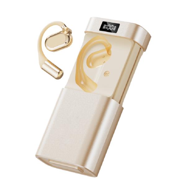 ETEK Open-fit AI Translation Wireless Earphone With LED Flashlight & Power Bank 1800mAh Charging Case Black / Complexion