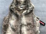 Natural Flax Color Ladies Faux Fur Coats With Funnel Neck Multi Size TW76418