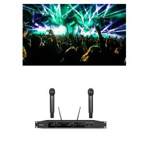 China Optical Coaxial Input Wireless Handheld Karaoke Microphone Double Channel Microphone factory