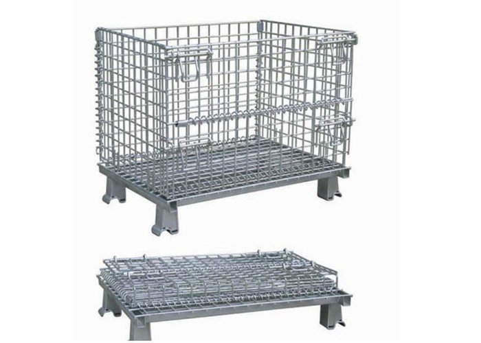 Square Hole Foldable Welded Wire Mesh Turnover Box For Warehouse / Workshop