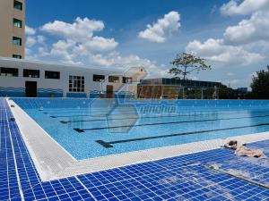 China Modular Above Ground Swimming Pool With Zn-Al-Mg Steel Frame Integrated Column Support factory