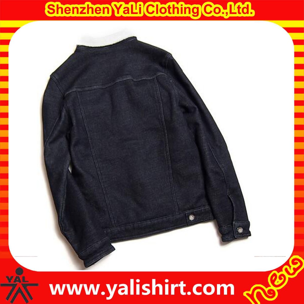 2017 new arrivals men fashion washed winter thermal jackets wholesale mens black denim jacket