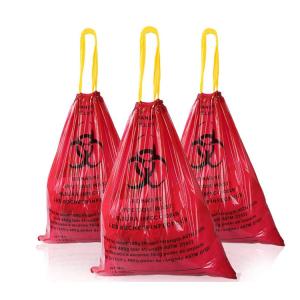 China 12-16 Gallon Specimen Transport Biomedical Waste Disposal Bags With Drawstring factory