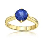 925 Sterling Silver 14K Gold Jewelry Tanzanite Ring Round Brilliant Cut
