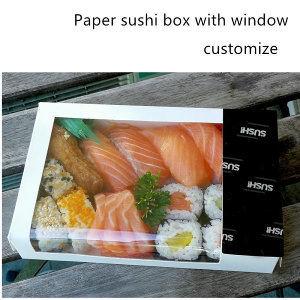 China Disposable Kraft Paper Sushi Takeaway Box With Clear Window ISO9001 factory