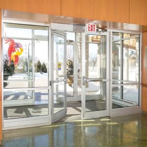 China Office Toughened Glass Sliding Door Window Sound Insulation Customized Size Swinging Sliding Glass Doors Fine Polished Edge factory