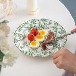 Sustainable Light Green Ceramic Dinnerware Set With Water Proof Flower Placemat