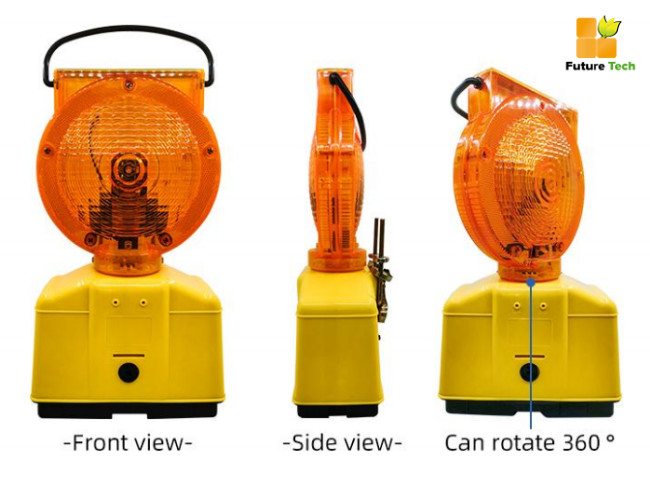Waterproof Solar Industrial Warning Lights 2 Sided Over 1500m Visual Range 5.5 V 0.3W Solar Panel