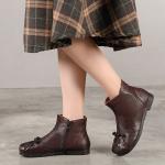 S190 Factory retro flat oil wax leather short tube all-match women's boots